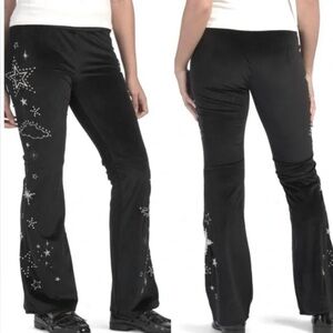 Driftwood Celestial Embellished Black Velvet Pants, Size Large​